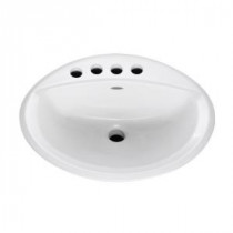 Aqualyn Extra Left Hand Hole Countertop Bathroom Sink with 4 in. Faucet Holes in White