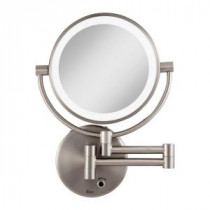 12 in. L x 8.75 in. W LED Lighted Wall Mirror in Satin Nickel
