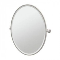 Tiara 28.75 in. x 33 in. Framed Single Large Oval Mirror in Satin Nickel