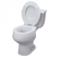 Elongated Hinged Elevated Toilet Seat in White