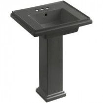 Tresham Pedestal Combo Bathroom Sink with 4 in. Centers in Thunder Grey