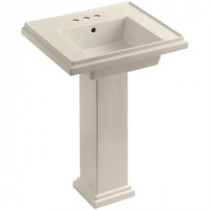 Tresham Pedestal Combo Bathroom Sink with 4 in. Centers in Almond