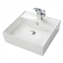 Vessel Sink in White with Illusio Vessel Sink Faucet in Chrome