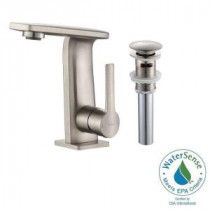 Novus Single Hole 1-Handle Bathroom Faucet with Matching Pop-Up Drain in Brushed Nickel