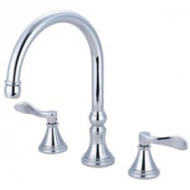 French 2-Handle Deck-Mount Roman Tub Faucet in Polished Chrome