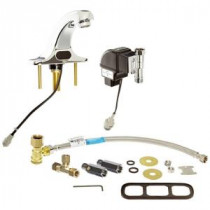 Battery-Powered Single Hole Touchless Bathroom Faucet with Thermostatic Mixing Valve in Polished Chrome