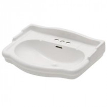 English Turn 26 in. Pedestal Sink Basin Only in White