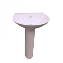 Reserva 600 22 in. Pedestal Combo Bathroom Sink with 1 Faucet Hole in White