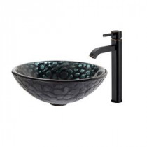 Kratos Glass Vessel Sink in Multicolor and Ramus Faucet in Oil Rubbed Bronze