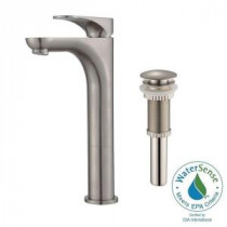 Aquila Single Hole Single-Handle Bathroom Faucet with Matching Pop-Up Drain in Brushed Nickel