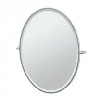 Bleu 28 in. x 33 in. Framed Single Large Oval Mirror in Chrome