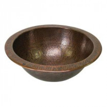 Self-Rimming Round Bathroom Sink in Hammered Antique Copper