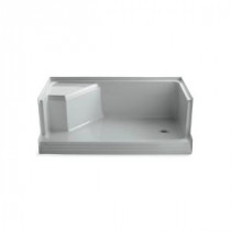 Memoirs 60 in. x 36 in. Single Threshold Shower Receptor with Integral Seat in Ice Grey