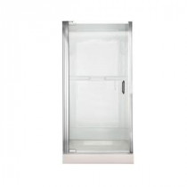 Euro 25.43 in. x 65.56 in. Semi-Framed Continuous Pivot Shower Door in Silver with Clear Glass
