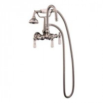 3-Handle Claw Foot Tub Faucet with Hand Shower in Brushed Nickel