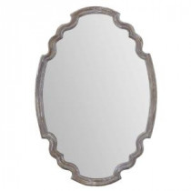 35 in. x 24 in. Aged Wood Finished Oval Framed Mirror