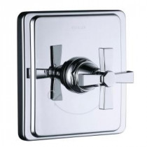 Pinstripe Pure 1-Handle Wall-Mount Thermostatic Valve Trim Kit in Polished Chrome with Cross Handle (Valve Not Included)