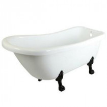 5.6 ft. Acrylic Oil Rubbed Bronze Claw Foot Slipper Oval Tub with 7 in. Deck Holes in White