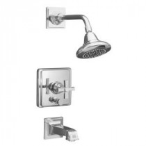 Pinstripe Single Handle Rite-Temp Pressure-Balancing Faucet Trim in Polished Chrome (Valve Not Included)
