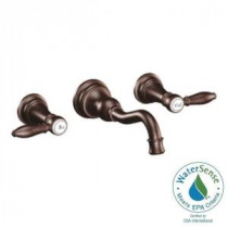 Weymouth 2-Handle Wall Mount High Arc Bathroom Faucet in Oil Rubbed Bronze (Valve Not Included)