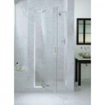 Purist 36 in. x 72 in. Heavy Semi-Framed Pivot Shower Door in Bright Silver with Clear Glass