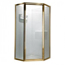 Prestige 69 in. x 68-1/2 in. Neo-Angle Shower Door in Gold with Clear Glass
