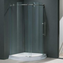 Sanibel 43.625 in. x 79.5 in. Frameless Bypass Shower Enclosure in Chrome and Right Base