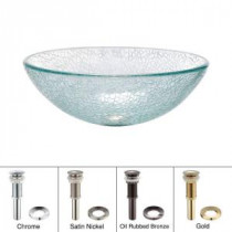 Glass Vessel Sink in Broken with Pop-Up Drain and Mounting Ring in Chrome