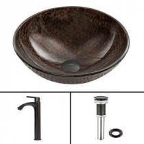 Glass Vessel Sink in Copper Shield and Linus Faucet Set in Antique Rubbed Bronze