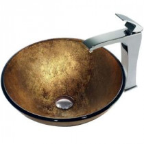 Liquid Gold Vessel Sink in Coppers and Gold with Faucet in Chrome