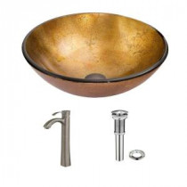 Glass Vessel Sink in Liquid Gold with Otis Faucet Set in Brushed Nickel