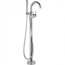 Trinsic 1-Handle Floor-Mount Roman Tub Faucet Trim Kit with Hand Shower in Chrome (Valve Not Included)