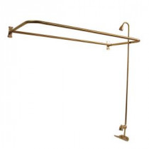 2-Handle Claw Foot Tub Faucet with Riser and 60 in. Rectangular Shower Ring in Polished Brass