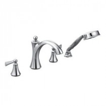 Wynford 2-Handle Deck-Mount Roman Tub Faucet with Handshower in Chrome