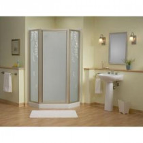 Intrigue 36-1/8 in. x 72 in. Neo-Angle Shower Door in Nickel with Smooth or Clear Glass Texture