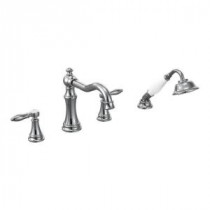 Weymouth 2-Handle Diverter Deck-Mount Roman Tub Faucet Trim Kit with Handshower in Chrome (Valve Sold Separately)