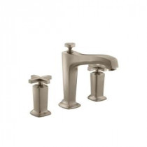 Margaux Deck-Mount High-Flow Bath Faucet Trim with Cross Handles in Vibrant Brushed Bronze (Valve Not Included)