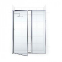 Legend Series 46 in. x 69 in. Framed Hinge Shower Door with Inline Panel in Chrome with Clear Glass