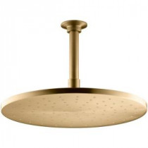 1-Spray 12 in. Contemporary Raincan Round Showerhead with Katalyst Spray in Vibrant Moderne Brushed Gold