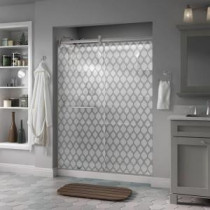 Simplicity 60 in. x 71 in. Semi-Framed Contemporary Style Sliding Shower Door in Nickel with Ojo Glass