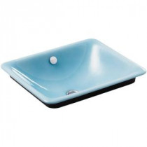 Iron Plains Above Counter Bathroom Sink in Vapour Blue with Iron Black Painted Underside