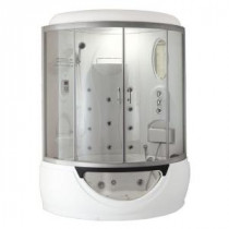 Cascade 53 in. x 53 in. x 88 in. Steam Shower Enclosure Kit with Whirlpool Tub in White