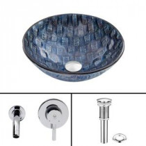 Glass Vessel Sink in Rio with Olus Wall-Mount Faucet Set in Chrome