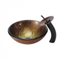Triton Glass Vessel Sink and Waterfall Faucet in Oil Rubbed Bronze