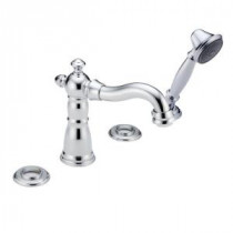 Victorian 2-Handle Deck-Mount Roman Tub Faucet & Hand Shower Trim Kit Only in Chrome (Valve and Handles Not Included)
