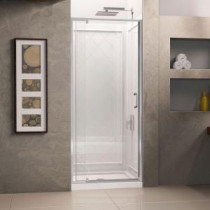 Flex 32 to 36 in. x 72 in. Framed Pivot Shower Door in Chrome with Back Walls and 36 in. x 36 in. Base