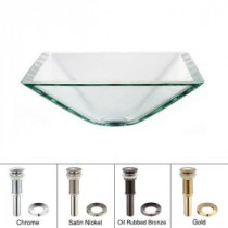 Glass Vessel Sink in Aquamarine Clear with Pop-Up Drain and Mounting Ring in Gold