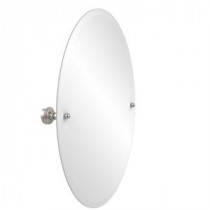 Waverly Place Collection 21 in. x 29 in. Frameless Oval Single Tilt Mirror with Beveled Edge in Satin Nickel
