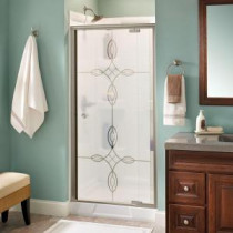 Phoebe 36 in. x 66 in. Semi-Frameless Pivot Shower Door in Nickel with Tranquility Glass