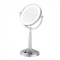 6.5 in. x 15 in. LED Lighted Cosmetic Bi-View Mirror in Chrome